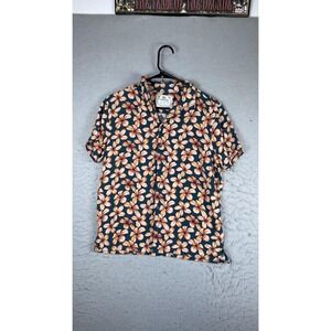 MBX Shirt Mens Small Green Floral Hawaiian Short Sleeve Button Front Casual